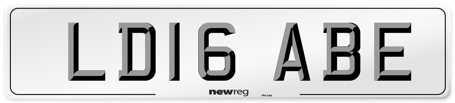 LD16 ABE Number Plate from New Reg